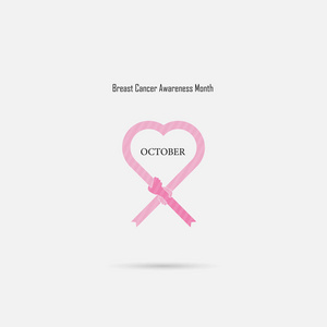 粉红色的心丝带标志。乳房癌 10 月认识月凸轮