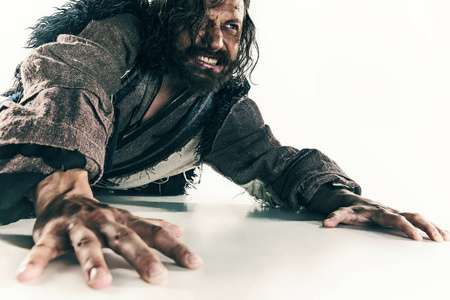 儿童孤僻演员在化妆,一个可怜的人照片