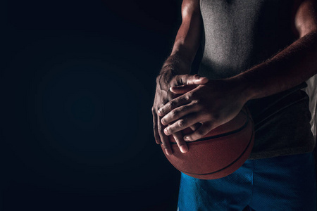 球与篮球运动员的手