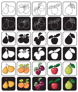 水果图标苹果梨李子杏图片