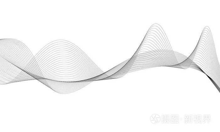 抽象的波的设计元素.数字频率跟踪的均衡器.程式化的线艺术背景.