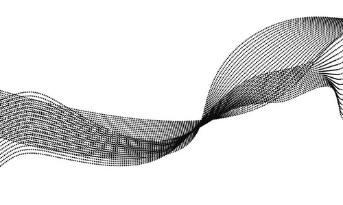 抽象的波的设计元素。点。数字频率跟踪的均衡器。程式化的线艺术背景。矢量图。使用混合工具创建的行波。弯曲的波浪线，光滑的条纹