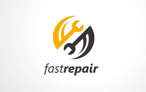 工业 logo 设计理念.与工具矢量符号的圆形状.