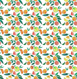 美丽明亮多彩美味好吃美味成熟多汁可爱橙色的夏天秋天甜点片橙与柑模式矢量图。完美的纺织 壁纸 卡