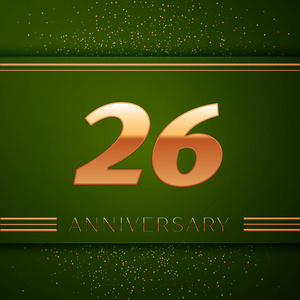 金色的数字和绿色背景的金色纸屑.