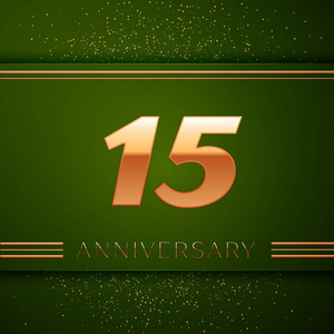 金色的数字和绿色背景的金色纸屑.