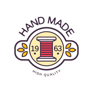 手工制作 logo 模板,自 1963 年以来的高品质,复古刺绣工艺徽章,工艺