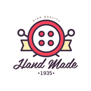 手工制作 logo 模板,自 1935 年以来, 复古刺绣工艺徽章, 工艺品元素