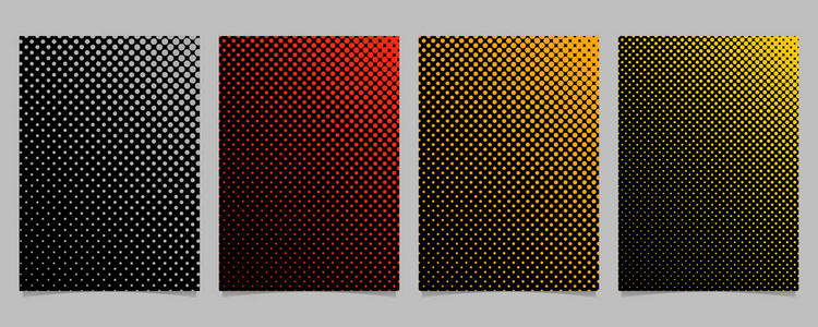 复古抽象半色调圆模式传单模板集矢量宣传册背景图形与彩色圆点