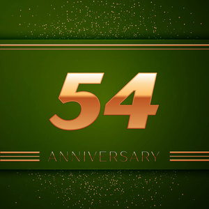 金色的数字和绿色背景的金色纸屑.