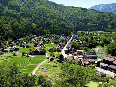 白川乡的鸟瞰图