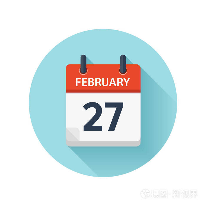 2月27日平日常矢量日历图标日期和时间天月2018年度假赛季