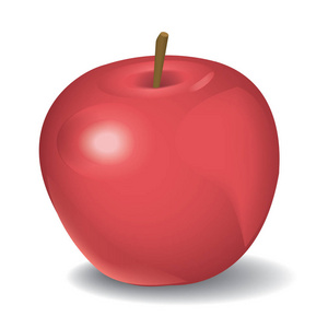红苹果上白色孤立的矢量图