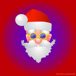 红色背景与圣诞老人。圣诞假期插图。矢量插图