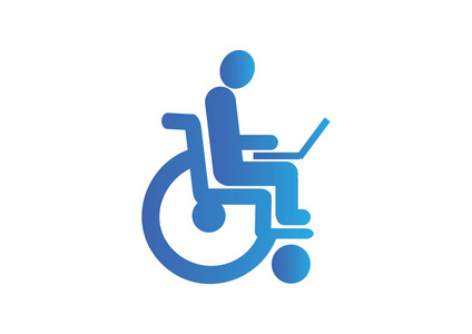 残疾的人士与笔记本电脑