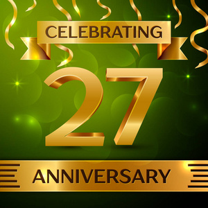 黄金数字二十七年数字27年在一个圆圈顶部视图与阿尔法通道.