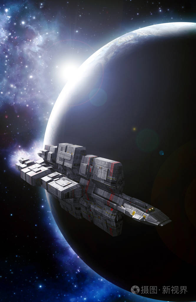 宇宙飞船和地球背光