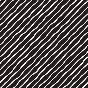 用一只手的无缝模式绘制波浪。与波浪的画笔描边的抽象背景。黑色和白色手绘线条纹理