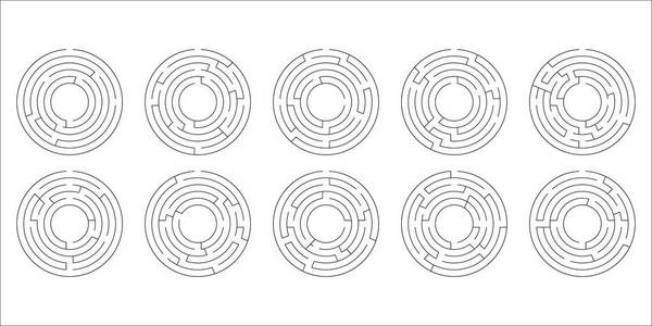 一套十圆迷宫的矢量图