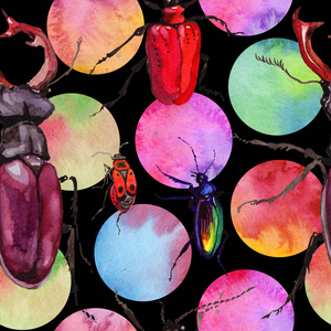 充满异国情调的甲虫野生昆虫在孤立的水彩风格