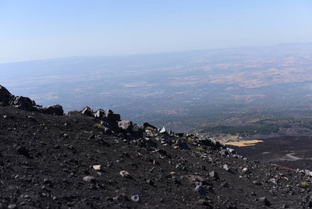 从埃特纳欧洲最高的活火山令人印象深刻的景色。位于西西里岛