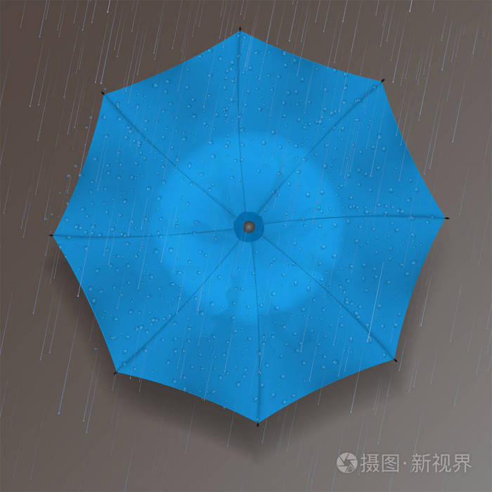 矢量图的顶部的水滴与雨的伞.现实