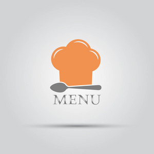 厨师帽和勺子分离向量菜单标志图片