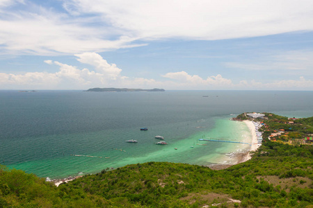 海滩和翡翠海，顶视图