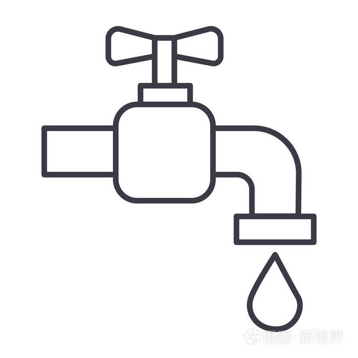 自来水矢量线图标, 标志, 插图背景,可编辑笔触