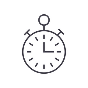 定时器，秒表，时间管理矢量线图标，标志，背景，可编辑的笔画的插图