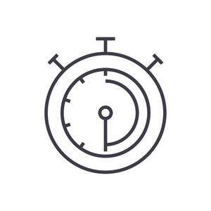 定时器，秒表，时钟向量线图标，标志，背景，可编辑的笔画的插图