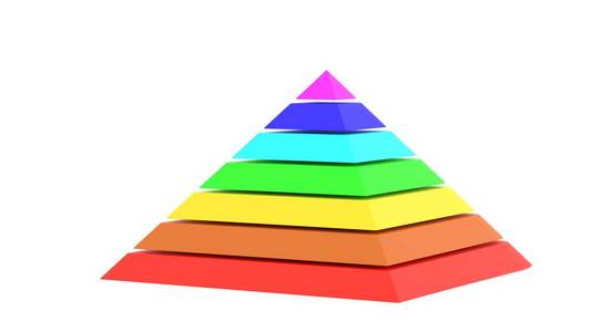金字塔正方形图彩虹彩色3d 插图照片