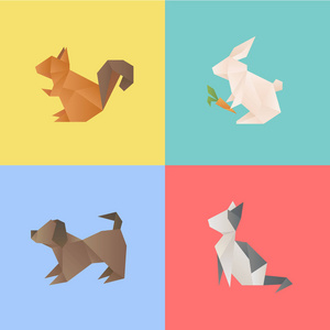 在动物形状的折纸照片