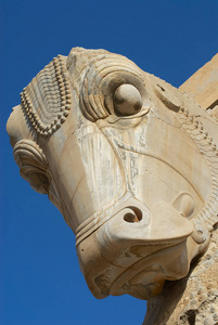 伊朗古城珀尔塞波利斯一座马雕像的头像