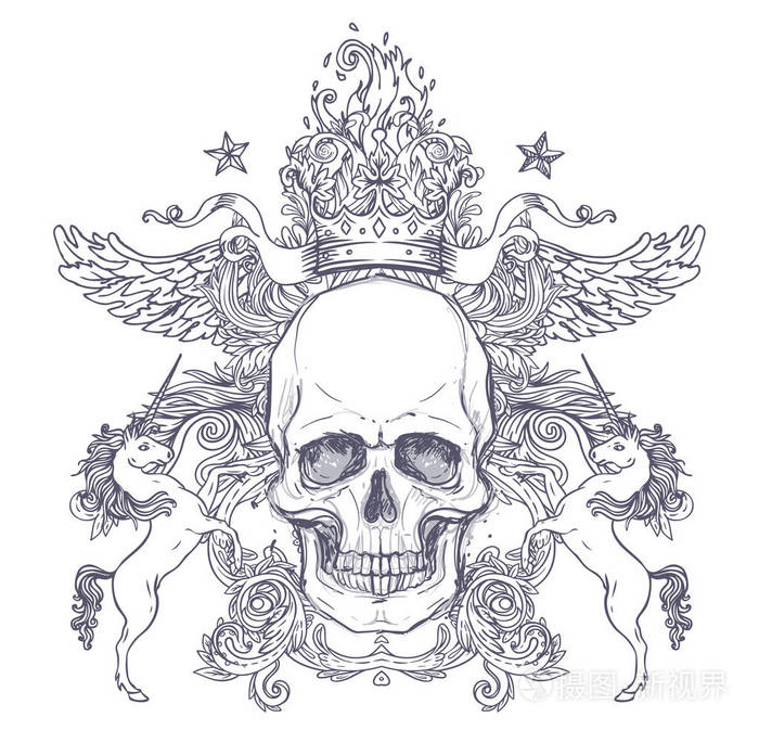 哥特式徽章与头骨