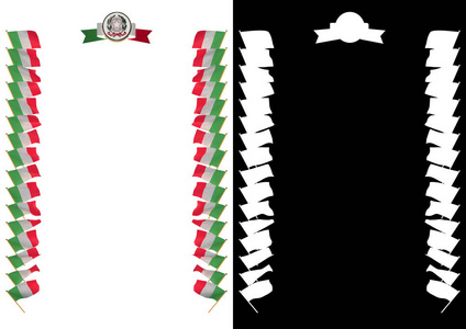 框架和边界与意大利的旗帜和徽章。3d 图