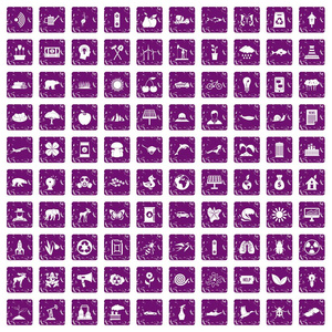 100 生态保健图标设置 grunge 紫色