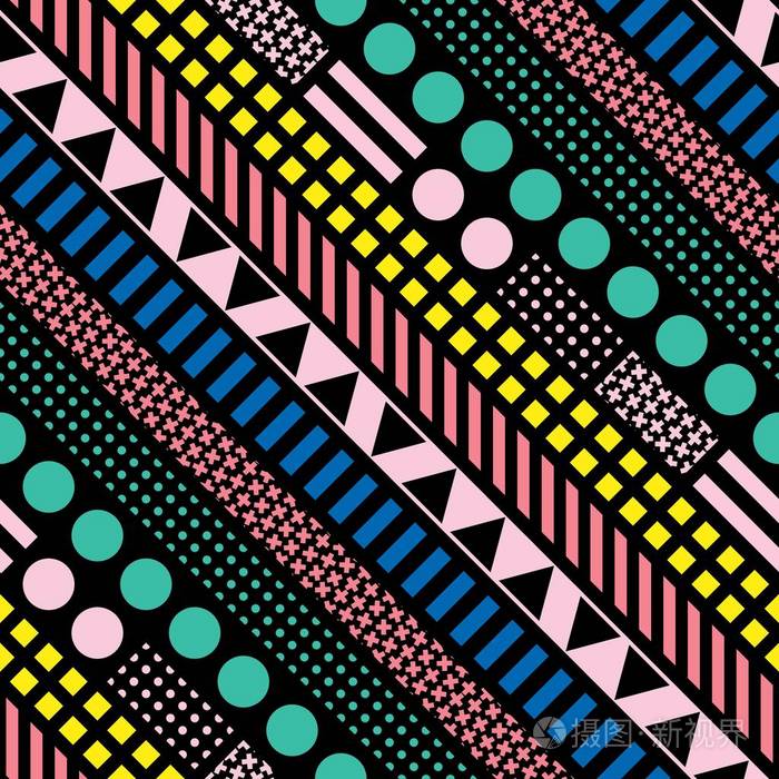 装饰的几何形状,平铺.多色的不规则图案.抽象的彩色背景.