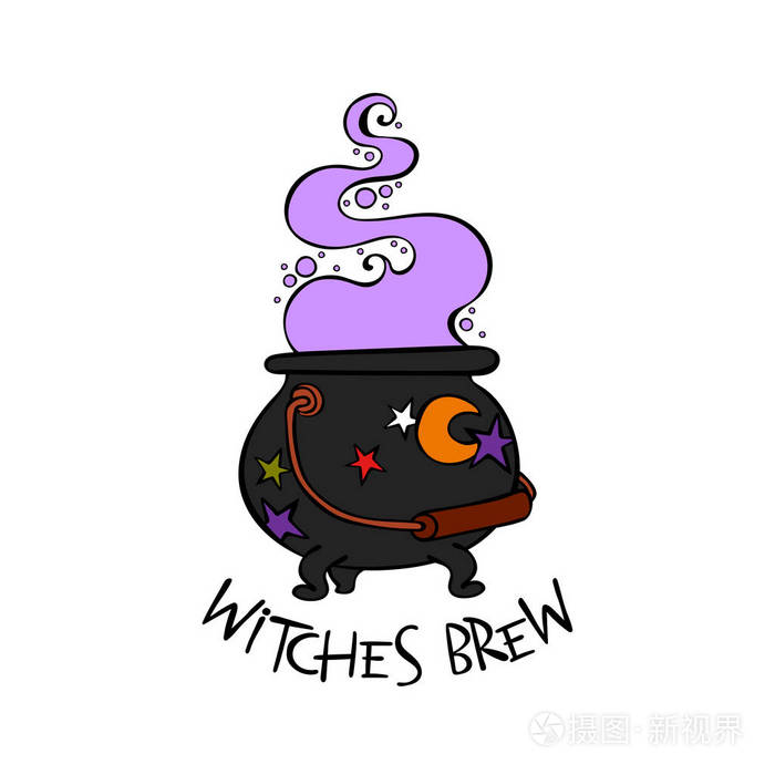 巫婆的大锅里.白色背景上的孤立的矢量对象