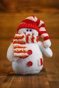 圣诞娃娃 雪人帽子和围巾的圣诞装饰