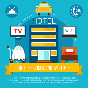酒店服务和设施矢量图