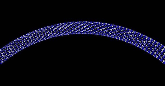 孤立在黑色的硼氮化纳米管结构照片