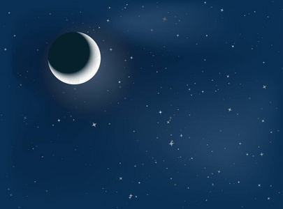 月亮和繁星满天的夜晚照片