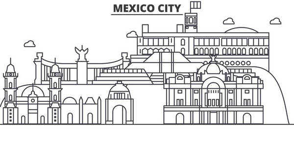 墨西哥城建筑线天际线图.