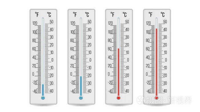 内政部室内温度计矢量.热和冷的温度.孤立的插图