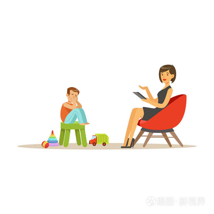 心理辅导,心理学家有病人矢量插图与会话插画-正版商用图片0zeggy-摄