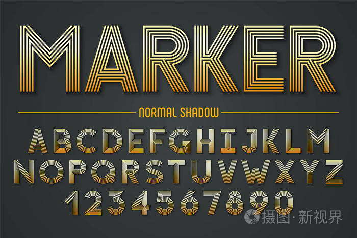 装饰性线型字体和真正的向量的影子.5 条线