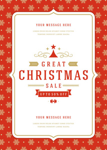圣诞销售传单或海报设计折扣优惠和图案背景