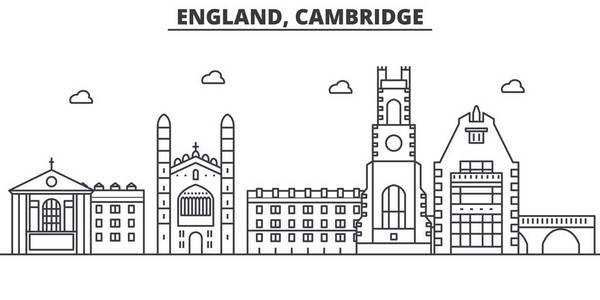 剑桥的天际线英国,剑桥建筑线天际线图.