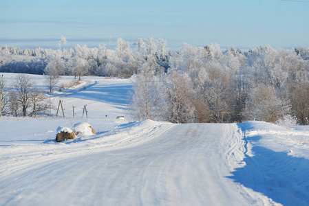 Snowcovered 农村公路冬季